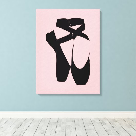 Zwarte balletpuntenschoenen canvas afdruk (Insitu (Houten vloer))
