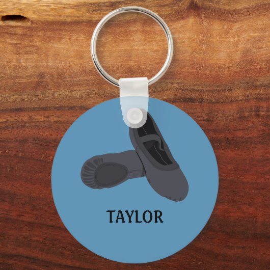 Zwarte balletschoenen Blauw op maat Sleutelhanger (Voorkant)