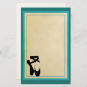 Zwarte balletschoenen en gekleurd briefpapier (Voorkant / Achterkant)