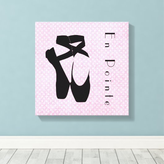 Zwarte balletschoenen en gekleurd canvas afdruk (Insitu (Houten vloer))