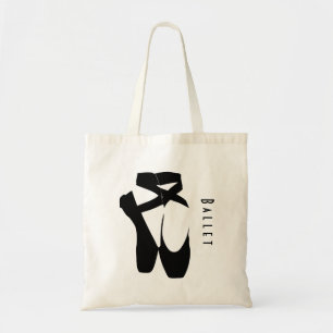 Zwarte balletschoenen en gekleurd tote bag