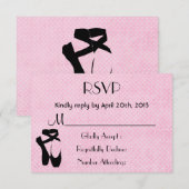 Zwarte balletschoenen en pointe RSVP Kaartje (Voorkant / Achterkant)