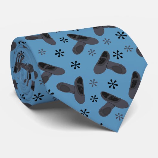 Zwarte balletschoenen op blauw gebarentaal stropdas (Opgerold)
