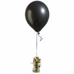 Zwarte ballon 1 Ornament Fotobeeldje Ornament<br><div class="desc">Ornament voor acrylfotosculptuur met een afbeelding van een zwarte ballon verbonden met een zwart koord en verankerd in een ballongewicht dat in gouden folie is verpakt met zwarte sterren. Zie bijpassende acrylfoto-beeldhouwpin, magneet en sculptuur. Zie het volledige collectie van het Ornament van de Dagen in de SPECIALE TOUCHES | Afdeling...</div>