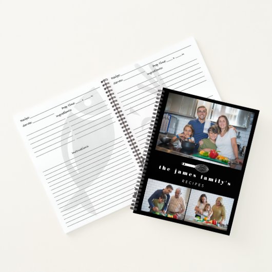 Zwarte ballon Whisk Foto's Family Recipes Notitieboek (Binnen)