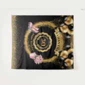 Zwarte Ballonnen Gouden Glitter 50ste Verjaardag T Wandkleed (Voorkant (horizontaal))