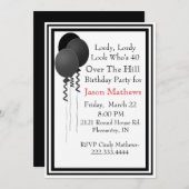 Zwarte ballonnen over de uitnodiging van de heuvel (Voorkant / Achterkant)