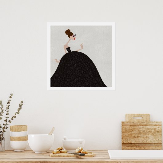Zwarte Ballroom woensdag feestjurk Poster (Keuken)