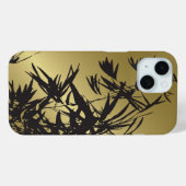 Zwarte bamboe bladeren op goud moderne minimalisti Case-Mate iPhone case (Achterkant (horizontaal))