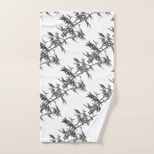 Zwarte bamboe op wit bad handdoek (Handdoek)