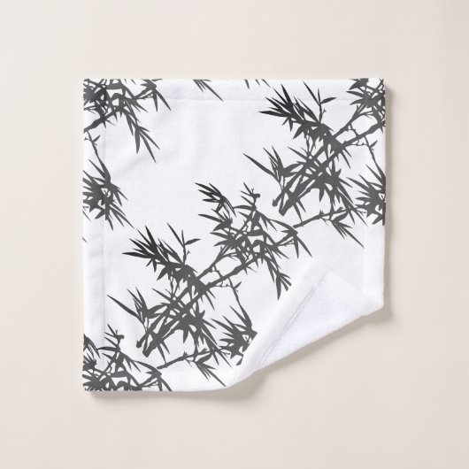 Zwarte bamboe op wit bad handdoek (Wasdoekje)