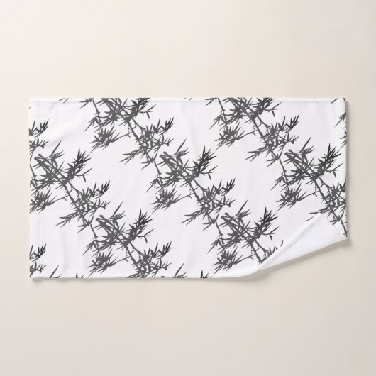 Zwarte bamboe op wit bad handdoek (Handdoek)