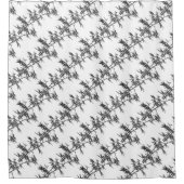 Zwarte bamboe op wit douchegordijn (Voorkant)