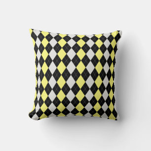 Zwarte & BANANA YELLOW Diamonds ARGYLE Patroon Kussen