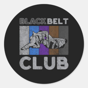 Zwarte Band Club Vintage BJJ Braziliaans Jiu Jitsu Ronde Sticker