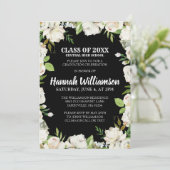 Zwarte Band-Floral Klasse van 2021 Afstuderen Kaart (Staand voorkant)