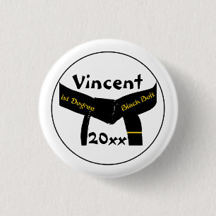 Zwarte band van de Graad van vechtsporten het 1st Ronde Button 3,2 Cm