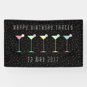 Zwarte banner, cocktail Party, gekleurde Confetti Spandoek (Horizontaal)