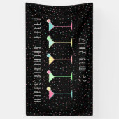 Zwarte banner, cocktail Party, gekleurde Confetti Spandoek (Verticaal)