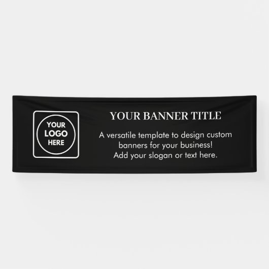 Zwarte banner met aangepast logo | Modern zakelijk (Horizontaal)