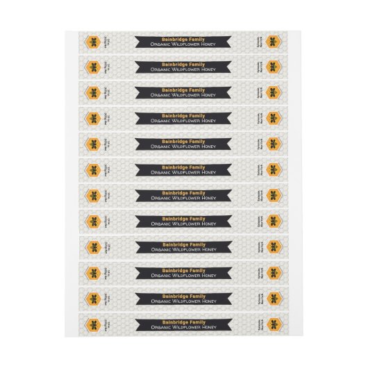 Zwarte banner Witte honing Etiket op deksel (Vel)