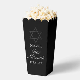 Zwarte Bar Mitswa Davidster aangepaste popcorn Bedankdoosjes