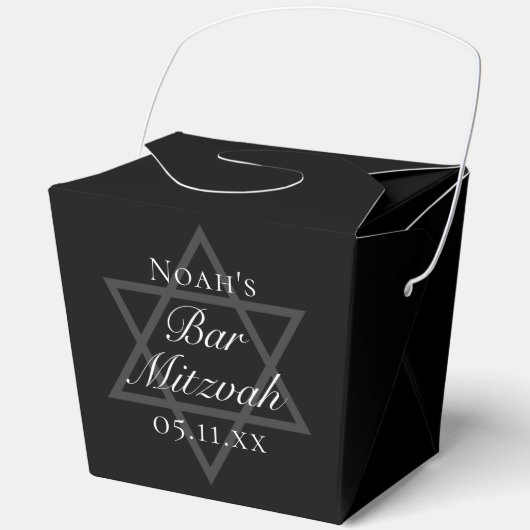 Zwarte Bar Mitzvah Ster van David Aangepaste Geluk Bedankdoosjes (Voorkant)