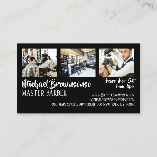 Zwarte Barber paal levering winkel coupon code Visitekaartje (Achterkant)