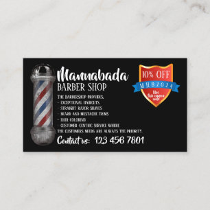 Zwarte Barber paal levering winkel coupon code Visitekaartje