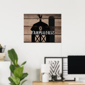 Zwarte Barn Brown Wood Rustige Farmhouse Country A Poster (Thuiskantoor)