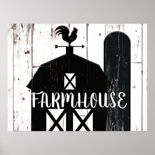 Zwarte Barn White Wood Rustige Farmhouse Country A Poster (Voorkant)