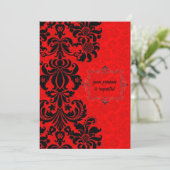 zwarte barok op rode elegante uitnodigingen (Staand voorkant)