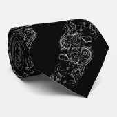 Zwarte Barokke Stripes Stropdas (Opgerold)