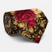Zwarte Barokrozen Elegantie Stropdas (Opgerold)