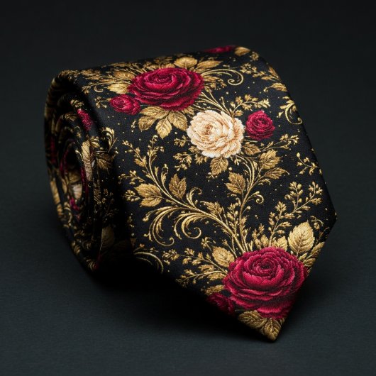 Zwarte Barokrozen Elegantie Stropdas