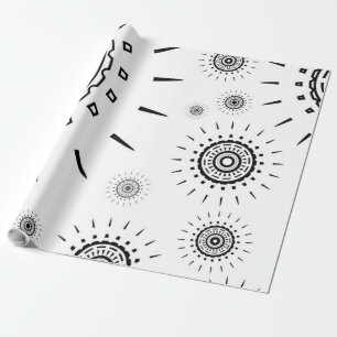 Zwarte barstpatronen op wit cadeaupapier