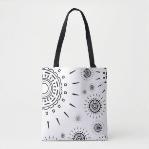 Zwarte barstpatronen op wit tote bag