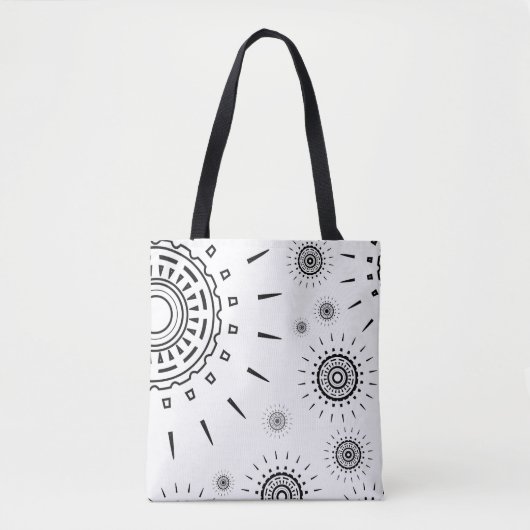 Zwarte barstpatronen op wit tote bag (Voorkant)