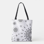 Zwarte barstpatronen op wit tote bag (Achterkant)