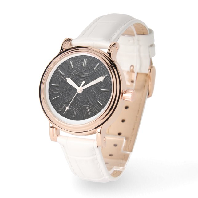 Zwarte Basalt Stijl Wijzerplaat Horloge (Hoek)