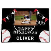 Zwarte Baseball Ball Bunting Flags Foto Verjaardag Groot Cadeauzakje (Voorkant)