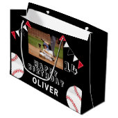 Zwarte Baseball Ball Bunting Flags Foto Verjaardag Groot Cadeauzakje (Voorkant Gekanteld)