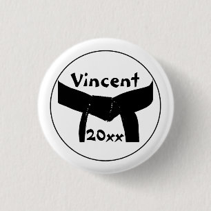 Zwarte basisgordel voor Martiale Kunsten Ronde Button 3,2 Cm
