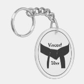 Zwarte basisgordel voor Martiale Kunsten Sleutelhanger (Voorkant Links)