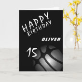 Zwarte basketbal bal sportjongens gelukkige verjaa kaart (Gele Bloem)