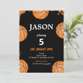 Zwarte Basketbal Uitnodiging (Staand voorkant)