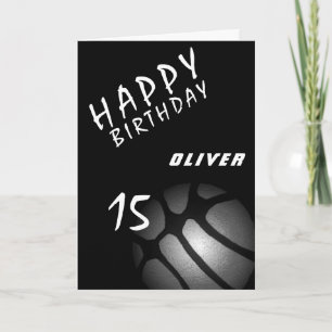 Zwarte Basketball Ball Sportboeien Happy Birthday Kaart