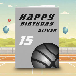 Zwarte Basketball Ball Sportboys Happy Birthday C Kaart