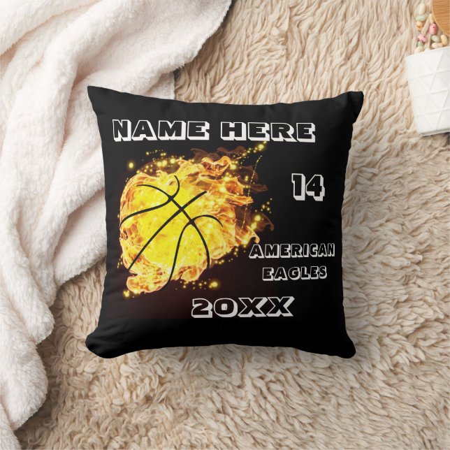 Zwarte Basketball Pillow met Player's Name Kussen (Deken)