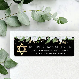 Zwarte Bat Mitzvah Chic Gouden Bloemige Retouradre Etiket